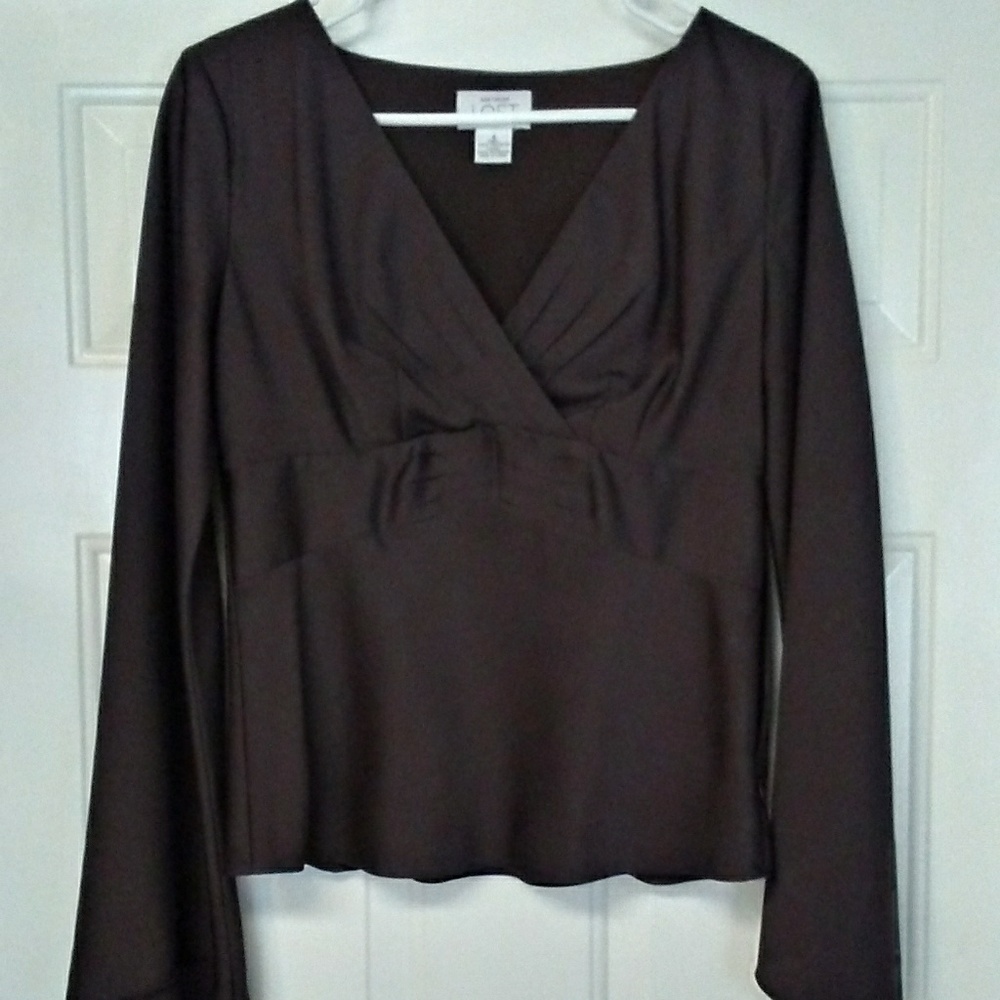 Ann Taylor Loft Brown Blouse Top 4 S M